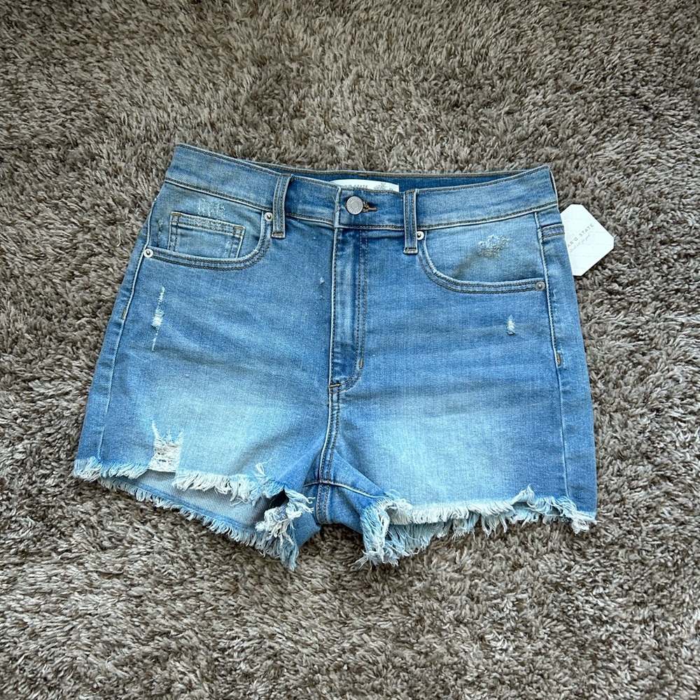 Altar'd State Distressed Light Blue Jean Shorts